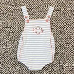 🎉 EEUC! 🎉 Cecil & Lou 18M Blue/White Striped Bubble w/ Red Monogrammed BCA